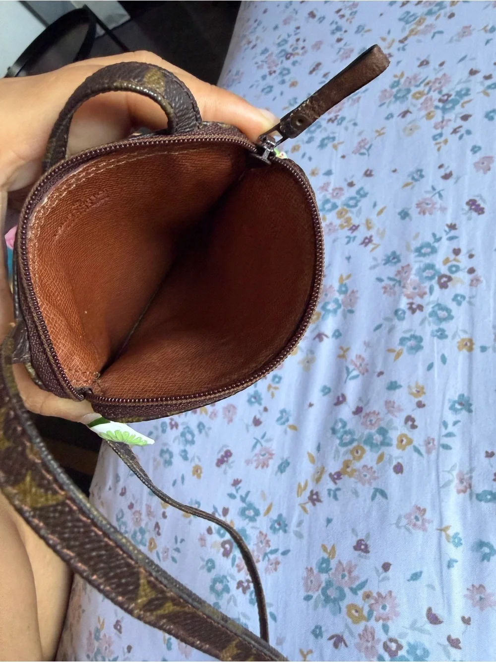 Louis Vuitton Monogram Canvas Small Crossbody Pouch in Brown and Gold